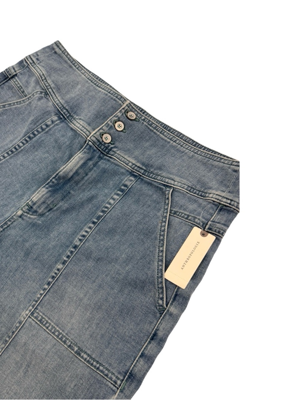 Anthropologie Button-Fly Cropped Jeans — Medium Blue - Picture 10 of 10